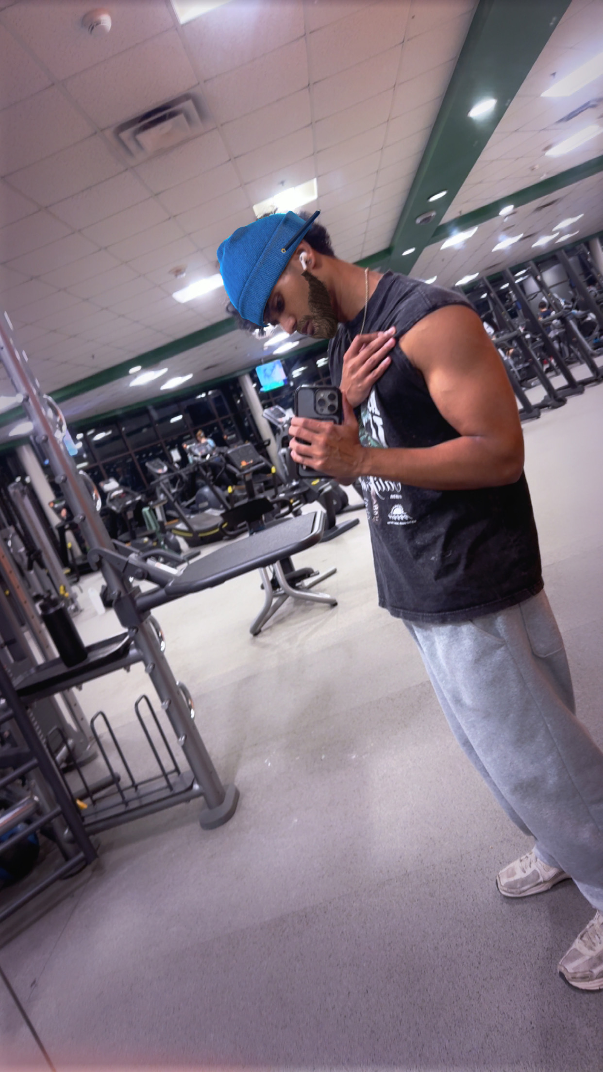 Varun Sureshkumar training on the gym floor in Frisco, Texas